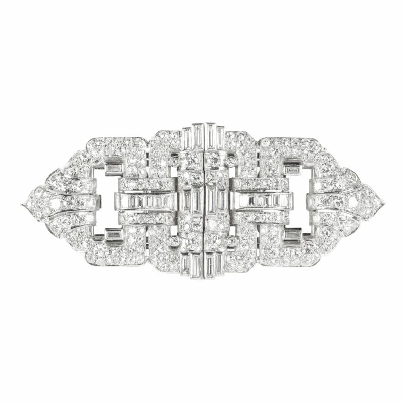 An Art Deco Diamond Double Clip Brooch