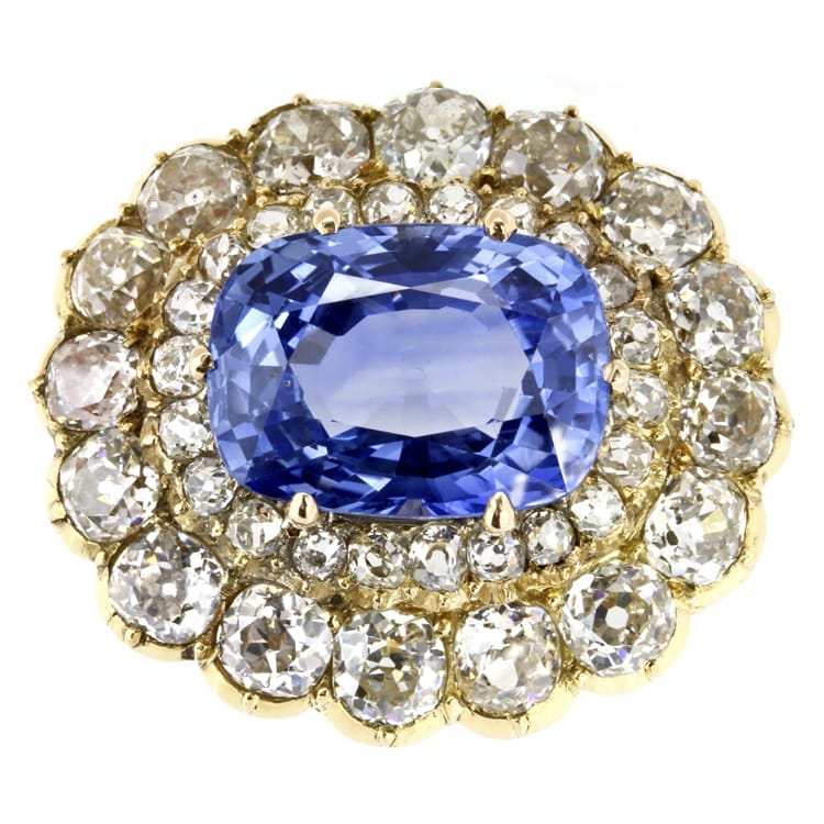 A Victorian Sapphire And Diamond Double Cluster Brooch
