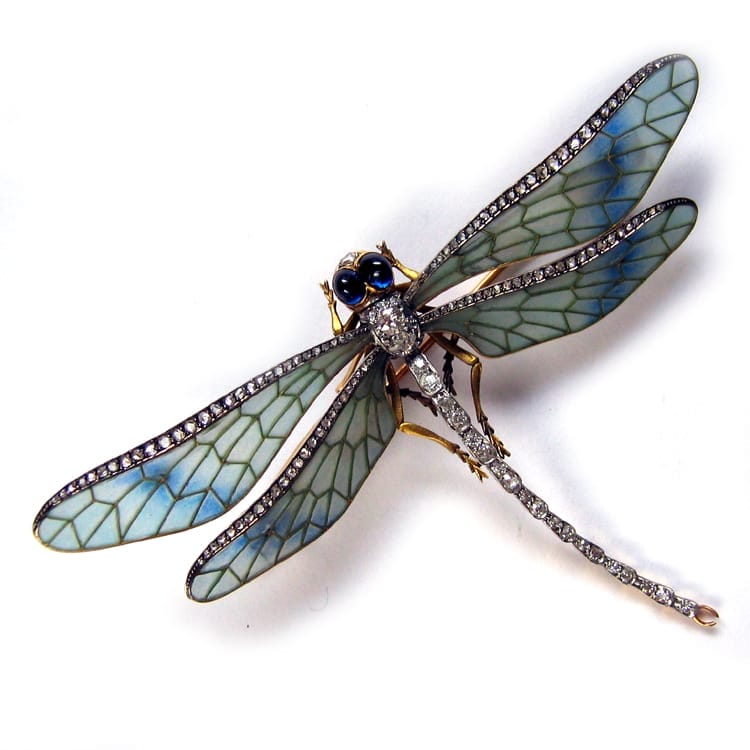 A Fine Turn-of-the-century Enamel Dragonfly Brooch