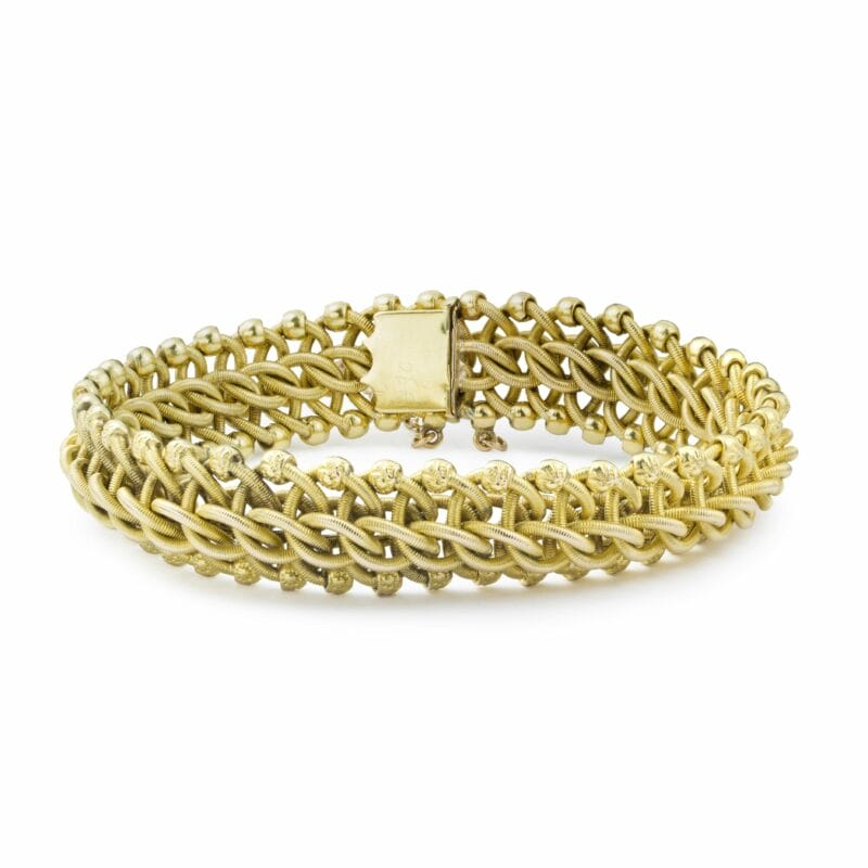 A Knotted Textured Yellow Gold Bracelet