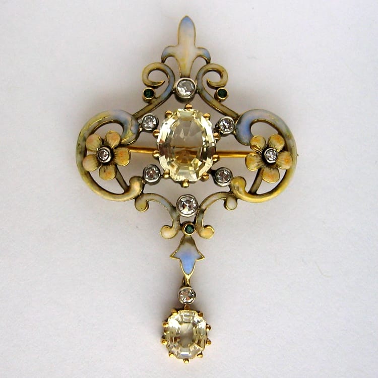A Late Victorian White Sapphire And Enamel Brooch
