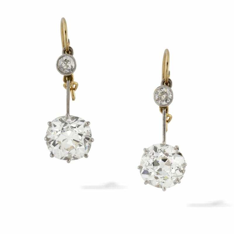 A pair of late Victorian diamond drop earrings