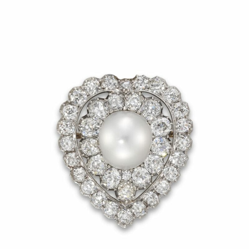 A Victorian Pearl And Diamond Heart Brooch Pendant