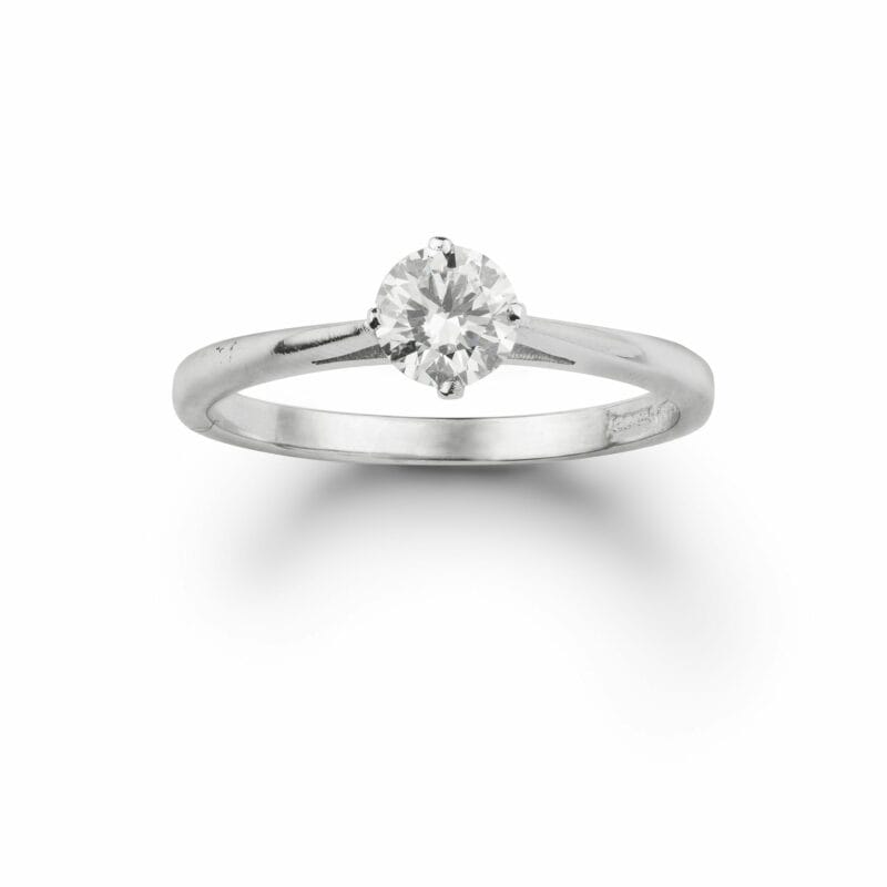 A Single Stone Diamond Ring Made By Bentley & Skinner