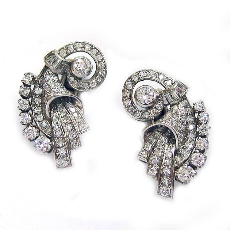 A Pair Of Art Deco Diamond Earrings