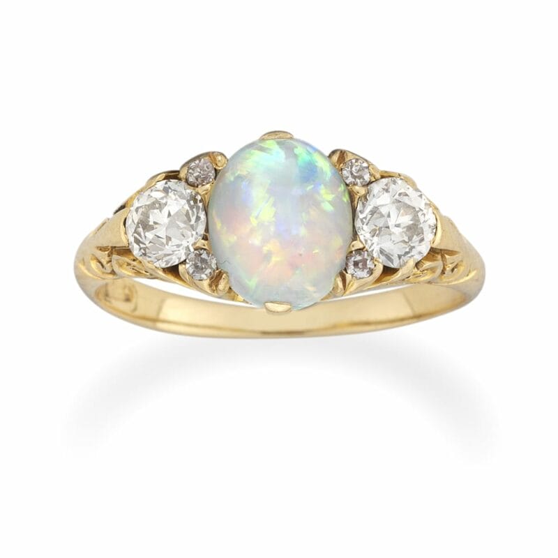 A Victorian Opal And Diamond Ring