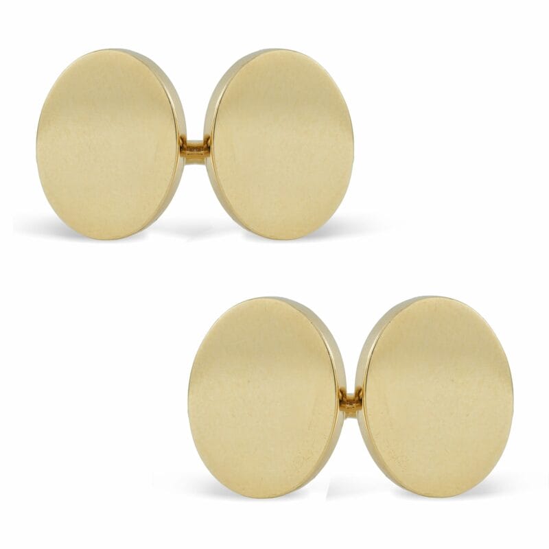 A Pair Of 14ct Gold Oval Cufflinks