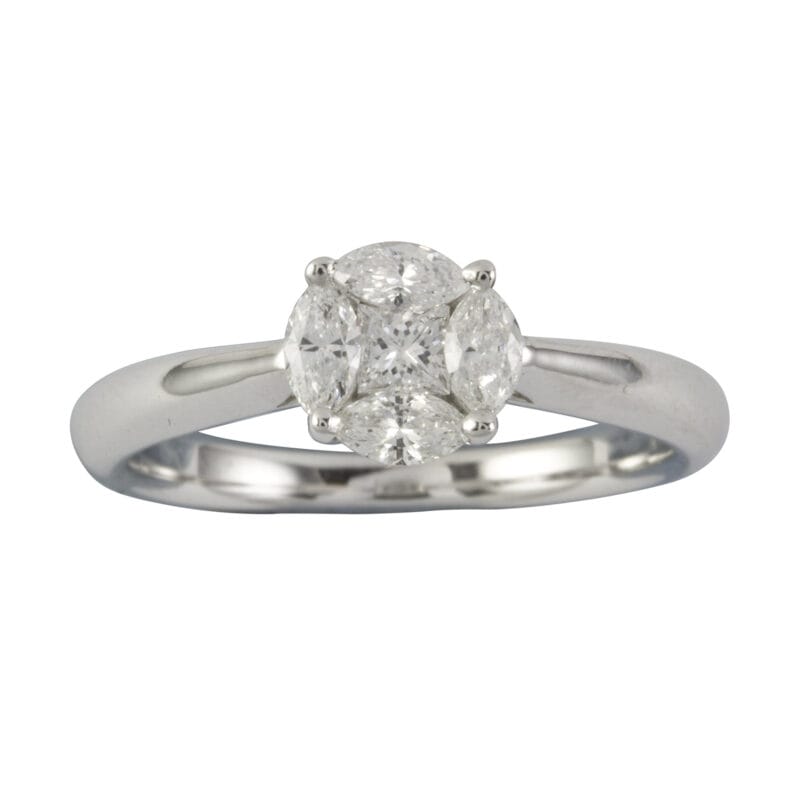 A Princess And Marquise-cut Diamond Cluster Ring