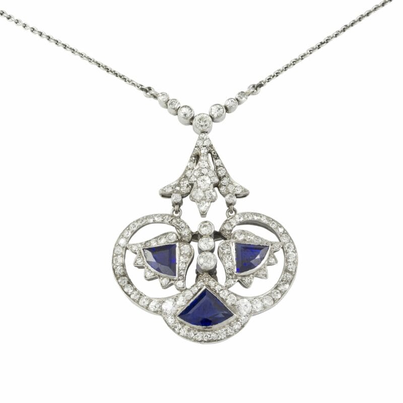An Art Deco Sapphire And Diamond Pendant