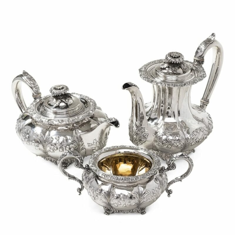 Antique Three Piece Sterling Silver Tea And Coffee Set