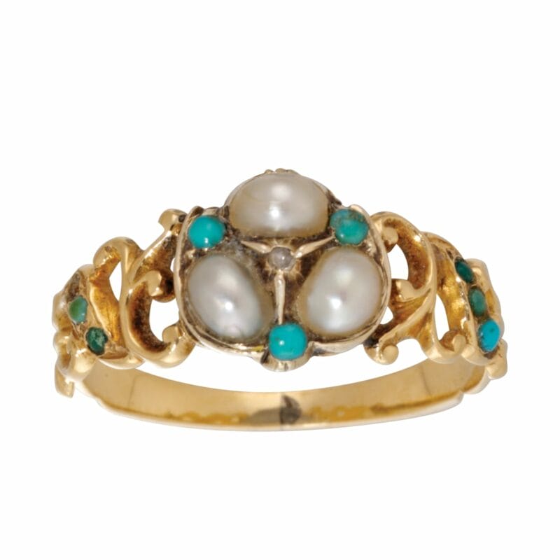 A Regency Pearl And Turquoise Ring