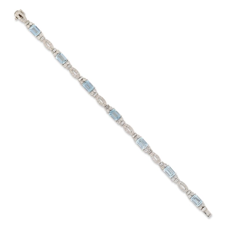 An Aquamarine And Diamond Bracelet