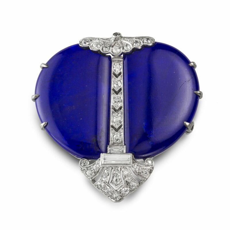 An Art Deco Diamond And Lapis Lazuli Brooch