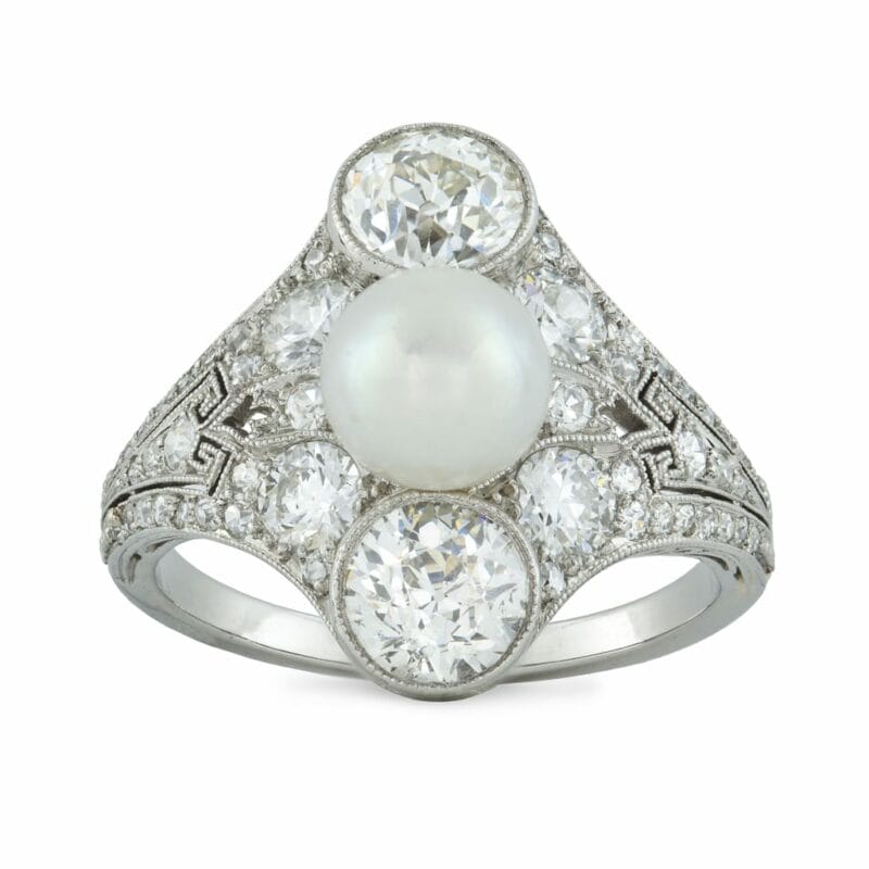 A Belle Époque Natural Pearl And Diamond Ring
