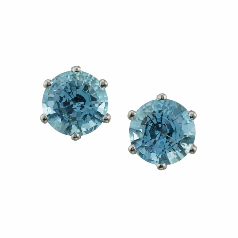 A Pair of Aquamarine and White Gold Stud Earrings