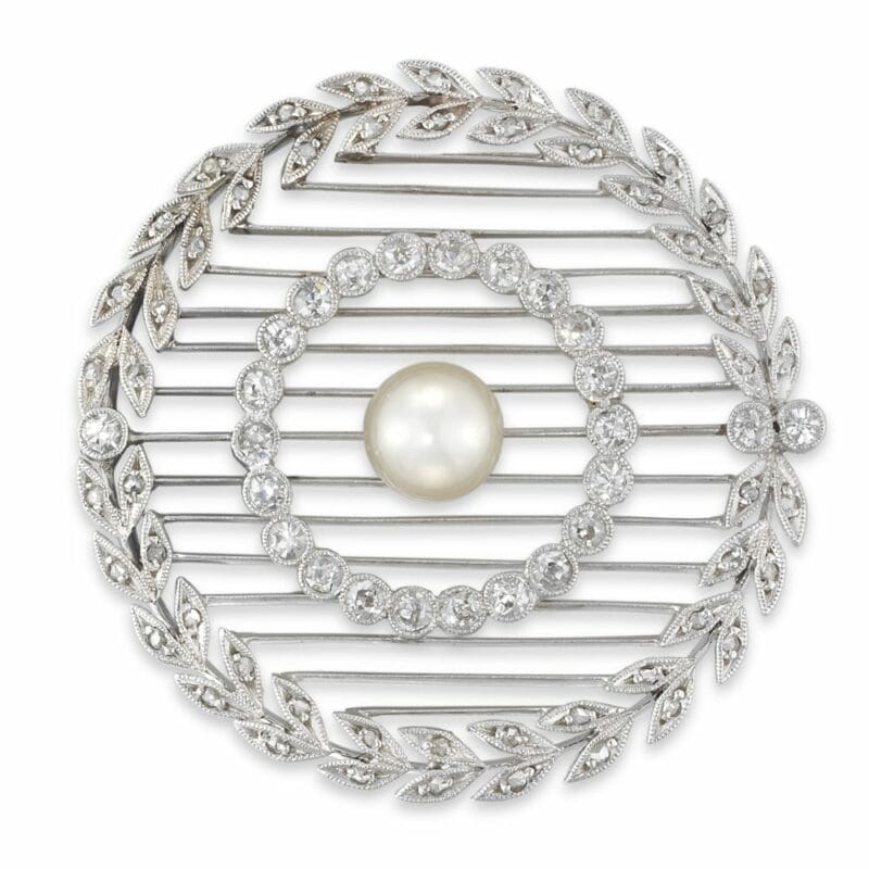 A 1920’s Pearl And Diamond Circular Pendant