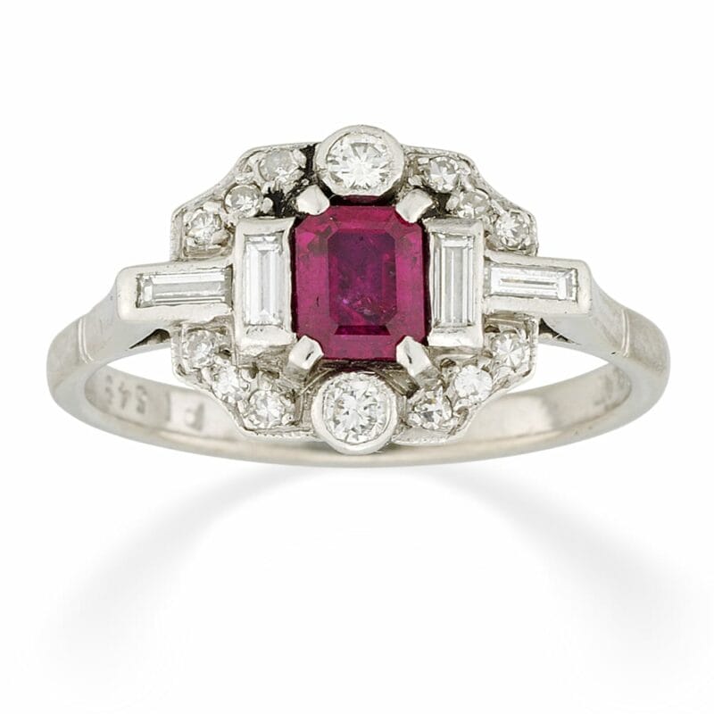 A Ruby And Diamond Tablet Ring