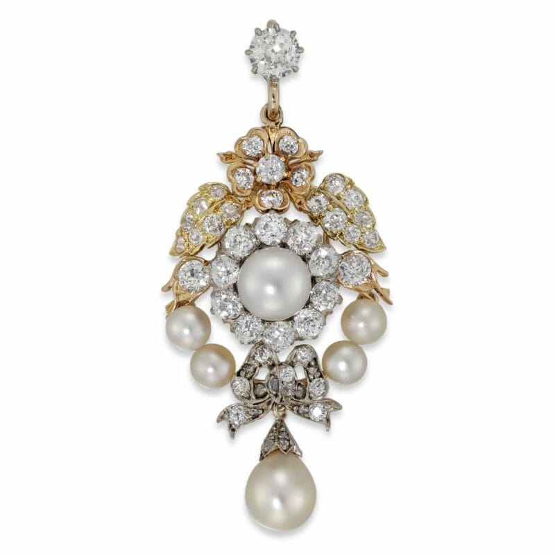 An Edwardian Pearl And Diamond Pendant