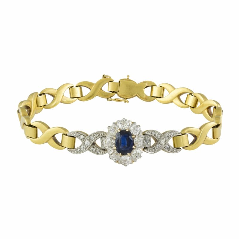 A Sapphire And Diamond Cluster Bracelet