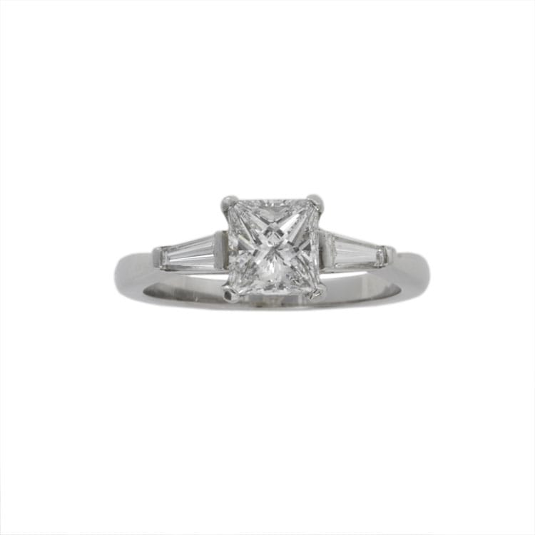 A Princess Cut Diamond Ring In Platinum