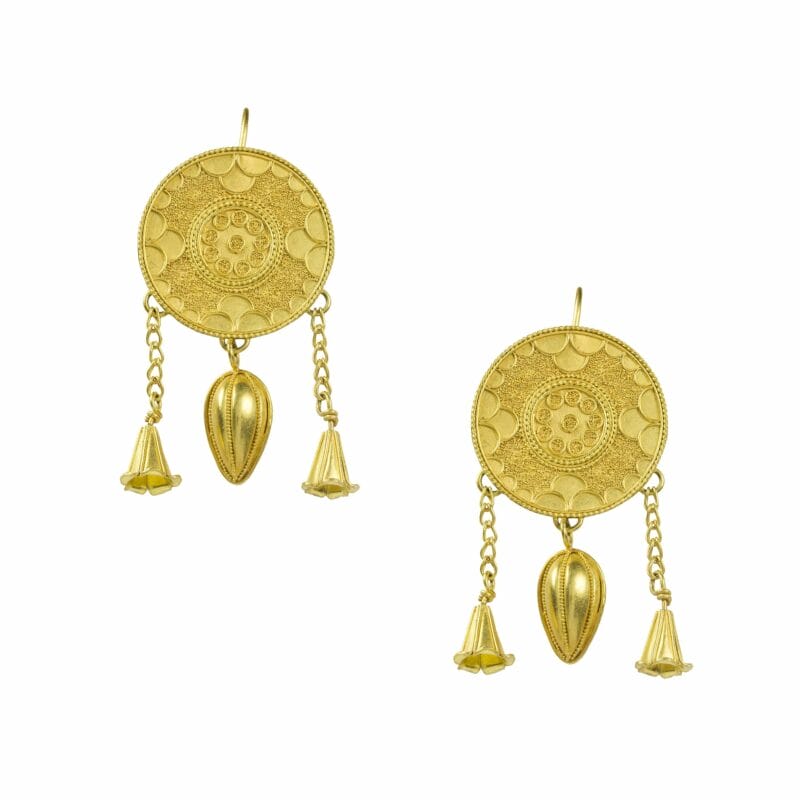 A Pair Of Gold Circular Plaque Earrings By Akelo