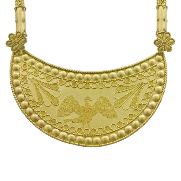 A Gold Plaque Necklace By Akelo