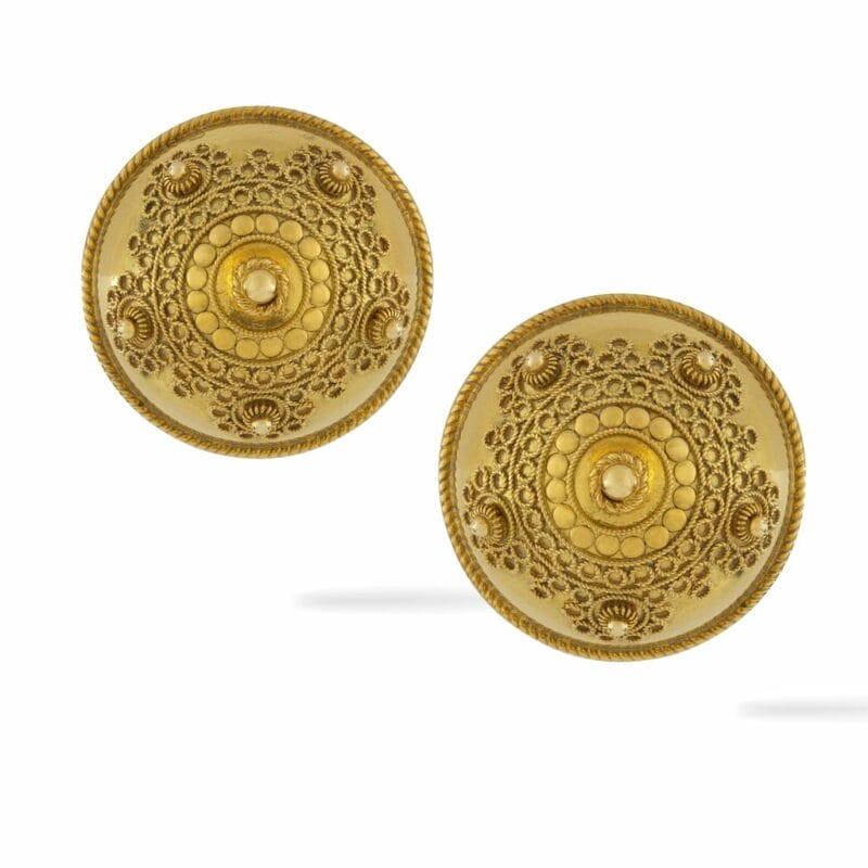 A Pair Of Gold Large Domed Clip Earrings