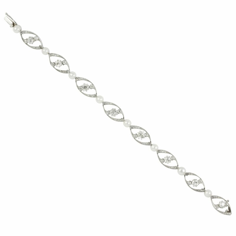 An Edwardian Pearl And Diamond Bracelet