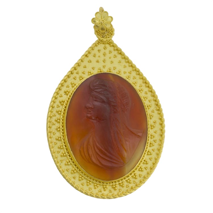 A Gold And Carnelian Pendant By Akelo