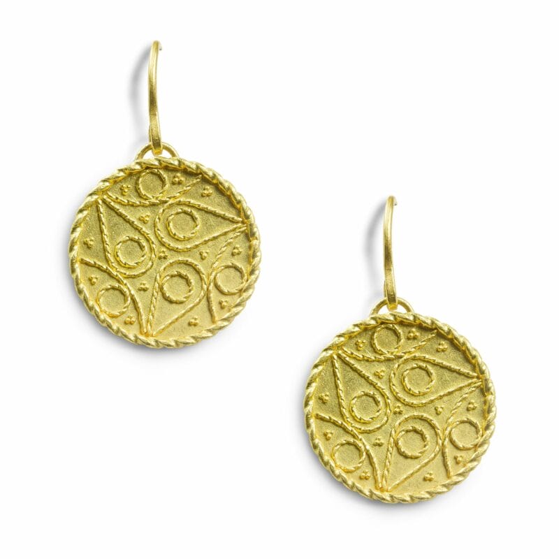 A Pair Of Gold Circular Plaque Earrings By Akelo