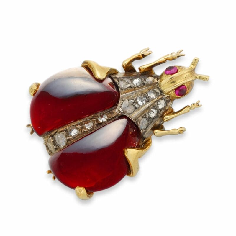 A Victorian Garnet And Diamond Beetle Brooch
