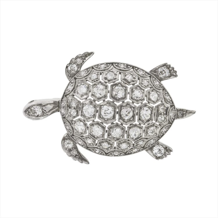 A Diamond Set Turtle Brooch