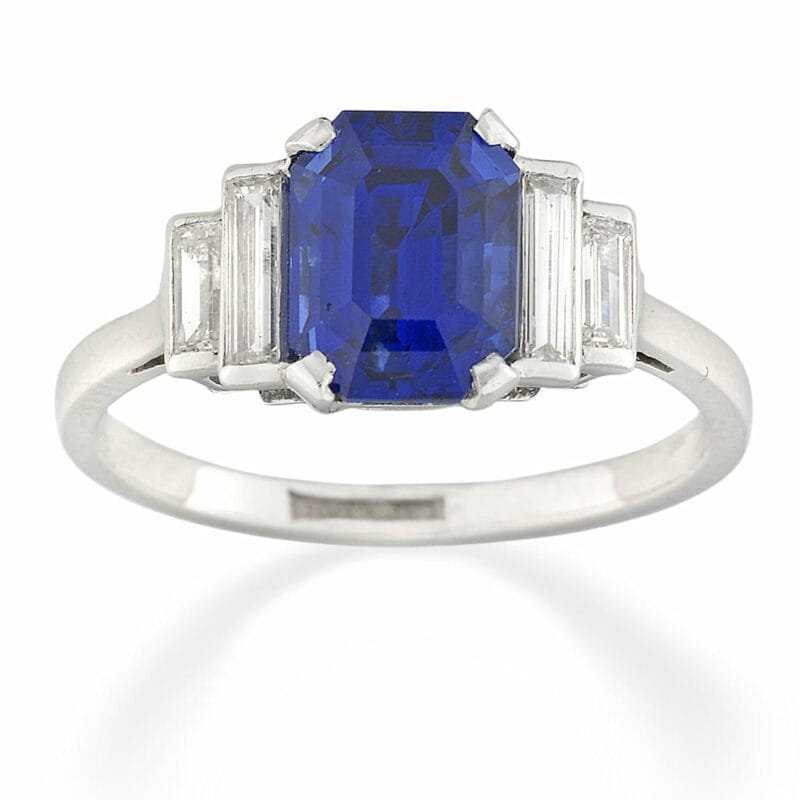 An Art Deco Burmese Sapphire And Diamond Ring