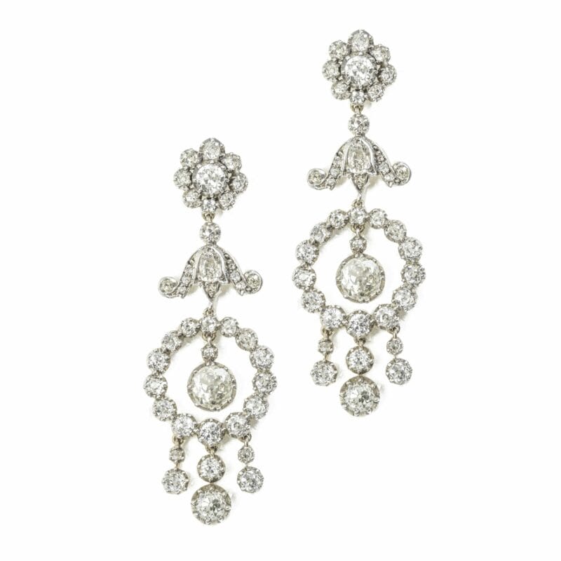 A Pair Of Victorian Diamond Drop Earrings