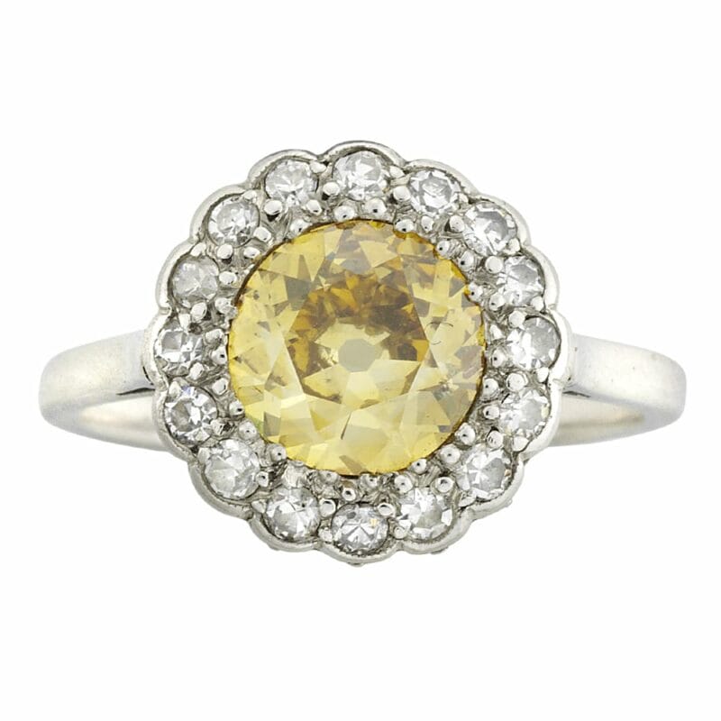 A Yellow Diamond Cluster Ring