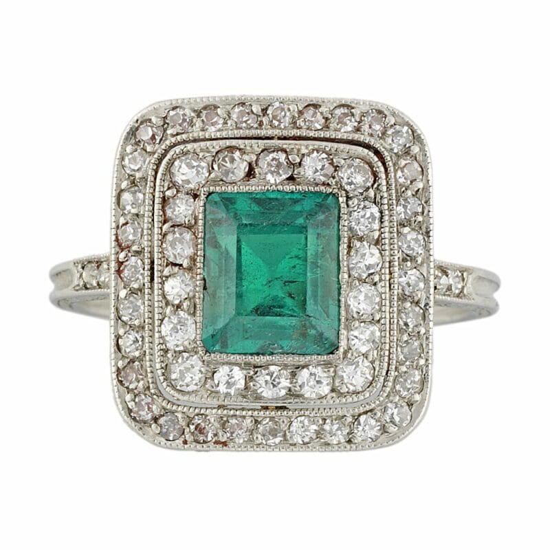 A 1910 Emerald And Diamond Ring
