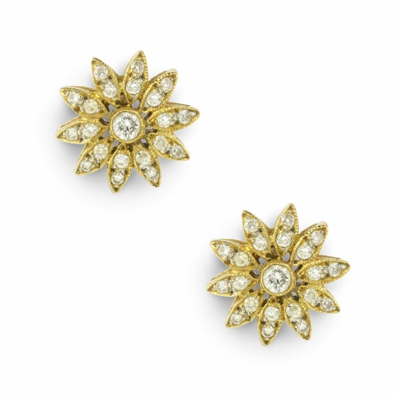 A Pair Of Diamond-set Flower Cluster Earrings