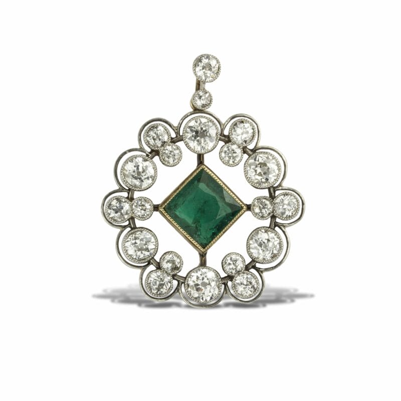 An Emerald And Diamond Pendant
