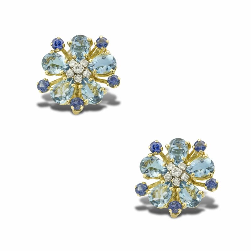 A Pair Of Blue Topaz Cluster Earrings