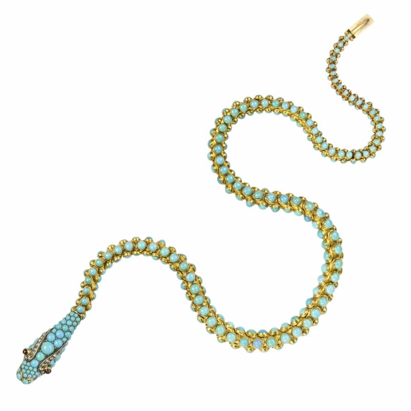 A Fine Victorian Turquoise Serpent Necklace