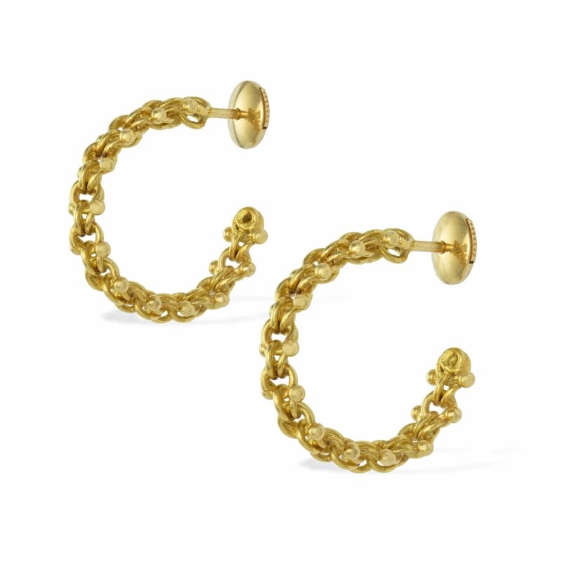 A Pair Of Yellow Gold Troubadour Hoop Earrings