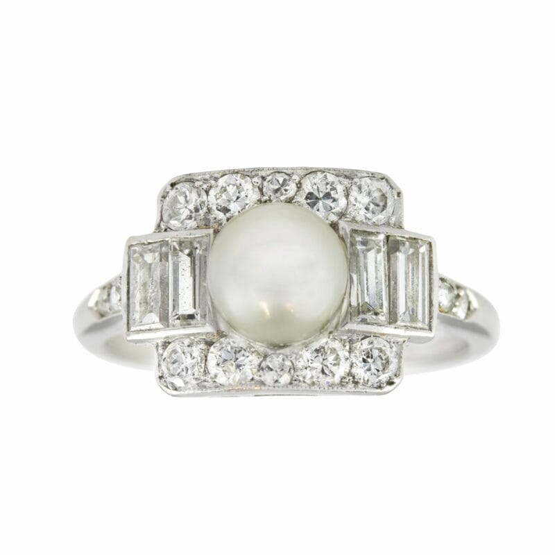 An Art Deco Pearl And Diamond Panel Ring