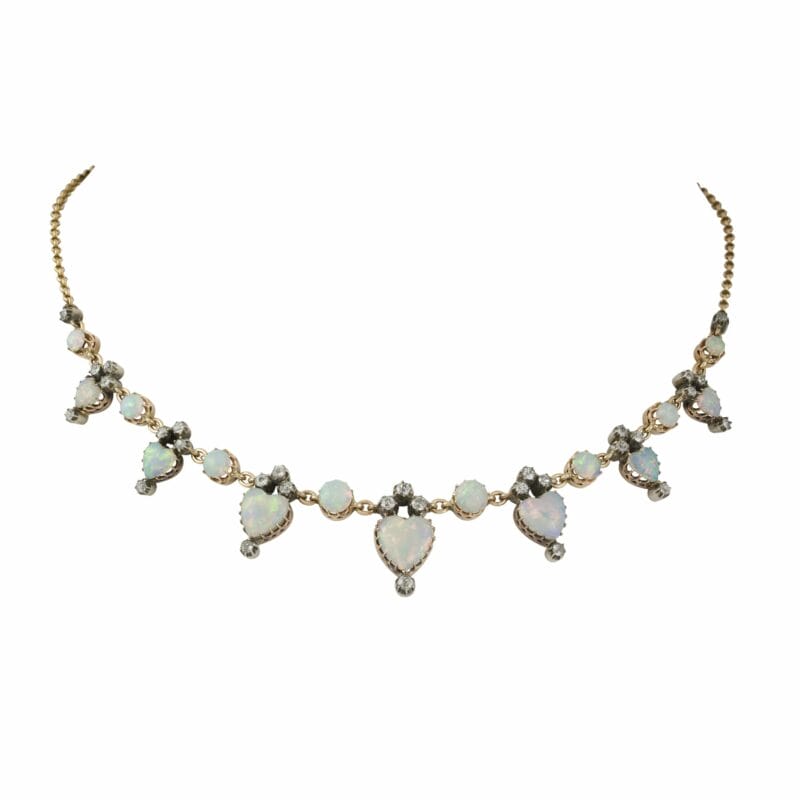 A Late Victorian Opal And Diamond Necklace