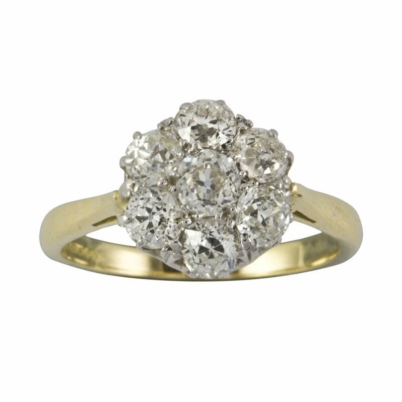 An Old Brilliant-cut Diamond Cluster Ring