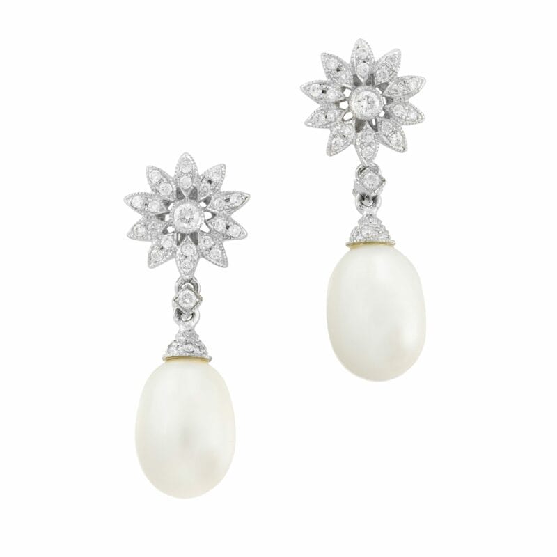 A Pair Of Large Diamond-set Daisy Cluster Earrings