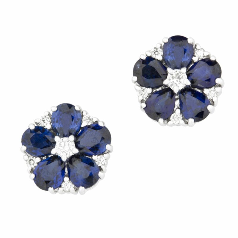 A Sapphire And Diamond Stud Earrings