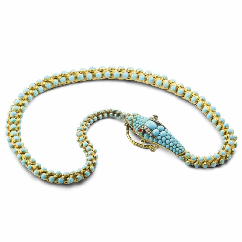 A Fine Victorian Turquoise Serpent Necklace
