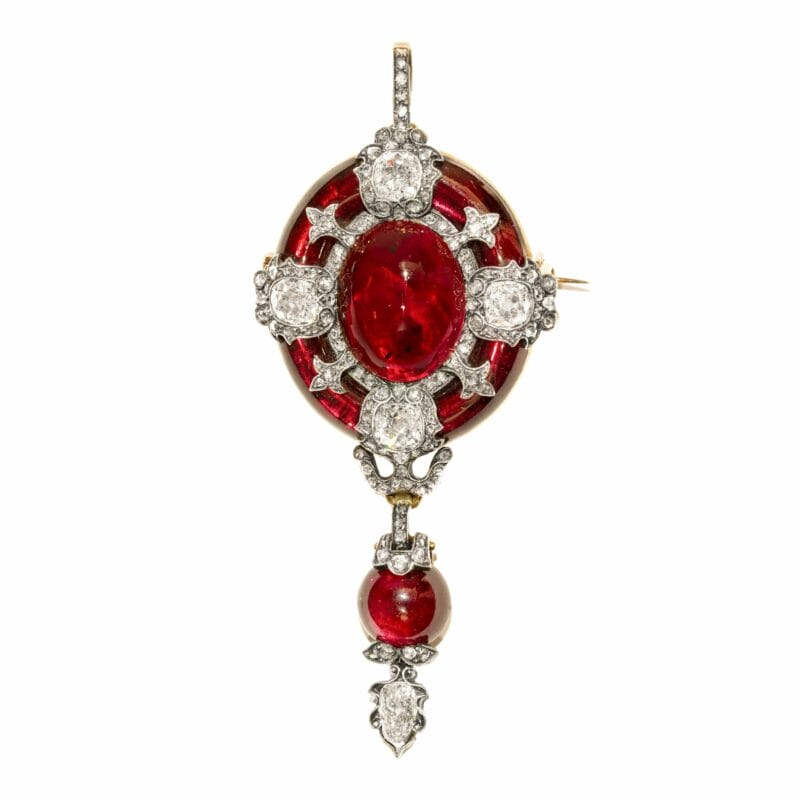A Garnet And Diamond Brooch-pendant