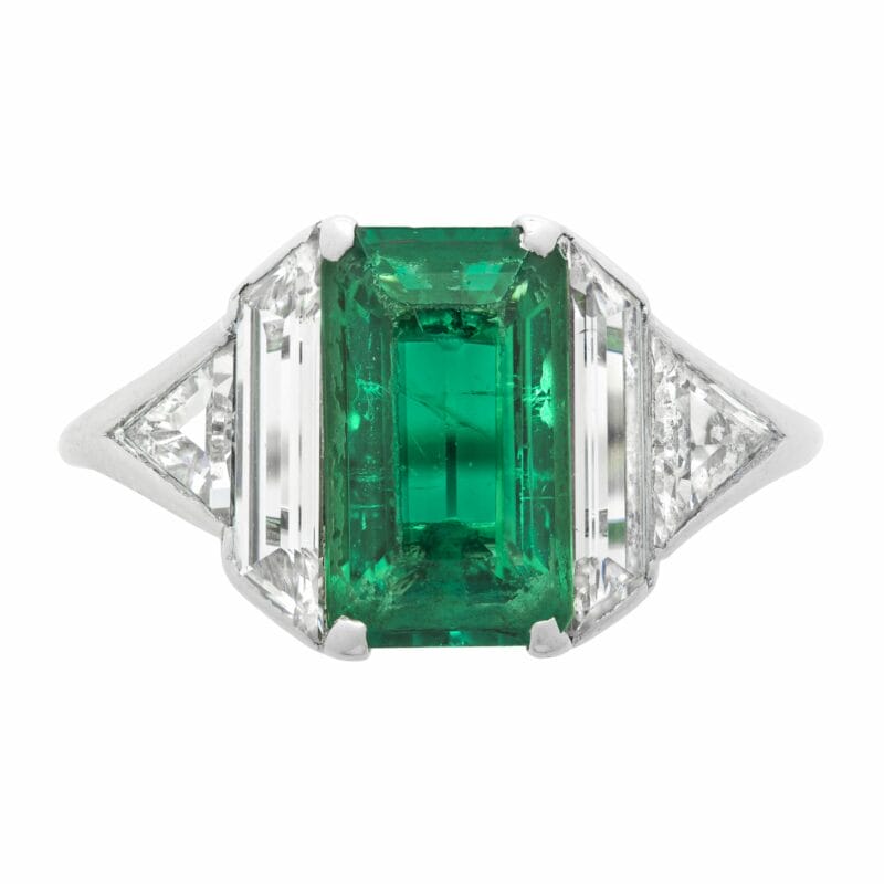 An Art Deco Emerald And Diamond Ring