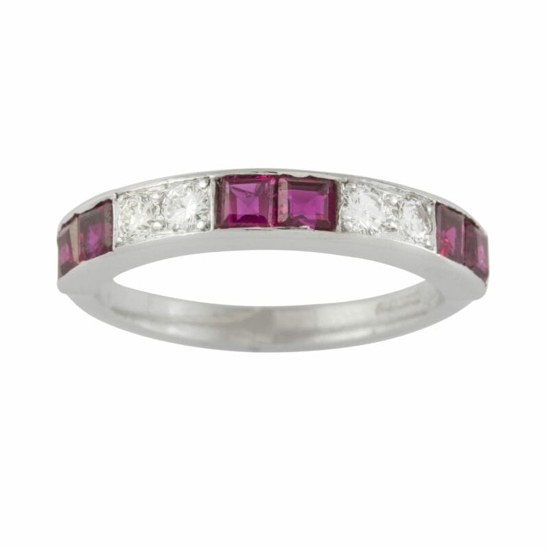 A Ruby And Diamond Half Eternity Ring
